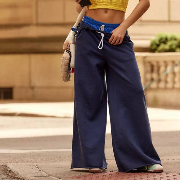 For The Win Wide-Leg Pants - Color Midnight Navy - Picture 1 of 4